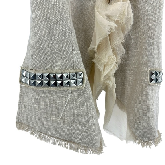 Royal Underground Lace and Linen Embellished Vest - Picture 4 of 8